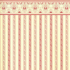Dollhouse Miniature Wallpaper:1/2" Scale Regency Stripe, Burgundy